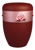 Urne bordeaux matt  Form b  Banderole Samtband mit Rose