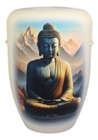 Urne elfenbein matt  Form b  Berglandschaft  Buddha