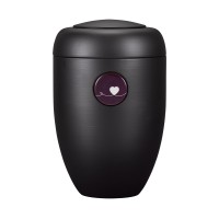 MemoriUrne schwarz MemoriButton aubergine Herz