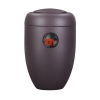 MemoriUrne aubergine MemoriButton Rose rot