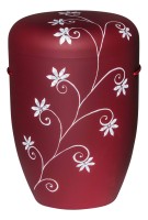 Urne bordeaux matt  Form b  Blumenranke mit Strasssteinen