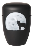 Urne schwarz matt  Form b  Wolf vor Mond