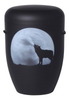 Urne schwarz matt  Form b  Wolf vor Mond mit Strassstrein