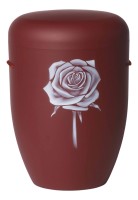 Urne bordeaux matt  Form b  Weiße Rose