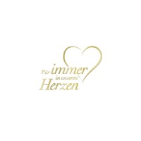 „Für immer in unseren Herzen”  MIT HERZ gold  Dekor für Urnen von Feuer und Erde