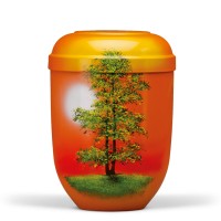 Naturstoffurne  Terracottafarbig Airbrush Motiv Herbstbaum