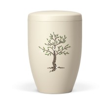 Naturstoffurne  ElfenbeinBeige Baum natur Hochwertige Kristalle