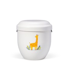 Urne  Kleinurne Cremeweiß Dekor Giraffe Naturstoff