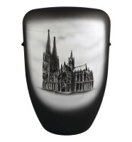 Urne  Kölner Dom Nebelwolke Kölner Dom mit einer Nebelwolke hinterlegt auf schwarz matt

Kordel schwarz
Hochwertige Schmuckurne handgemalt airbrush