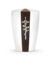 White Satin Perlmutt Vertikales Samtdekor Braun Kreuz mit Rose