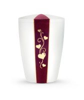 White Satin Perlmutt Vertikales Samtdekor Bordeaux Herzen