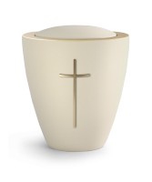 Keramik Edition Modena Ceramica Creme Dekorstreifen altgold Kreuz matt